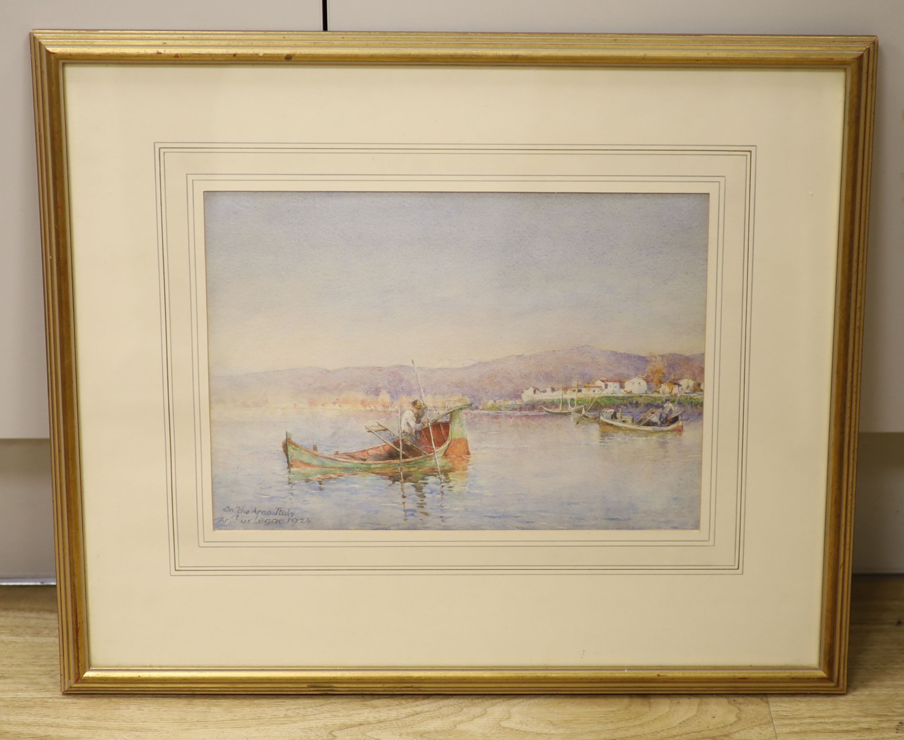 Arthur Legge (1859-1942), watercolour with bodycolour, On The Arna, Italy, signed and dated 1925 23x33cm